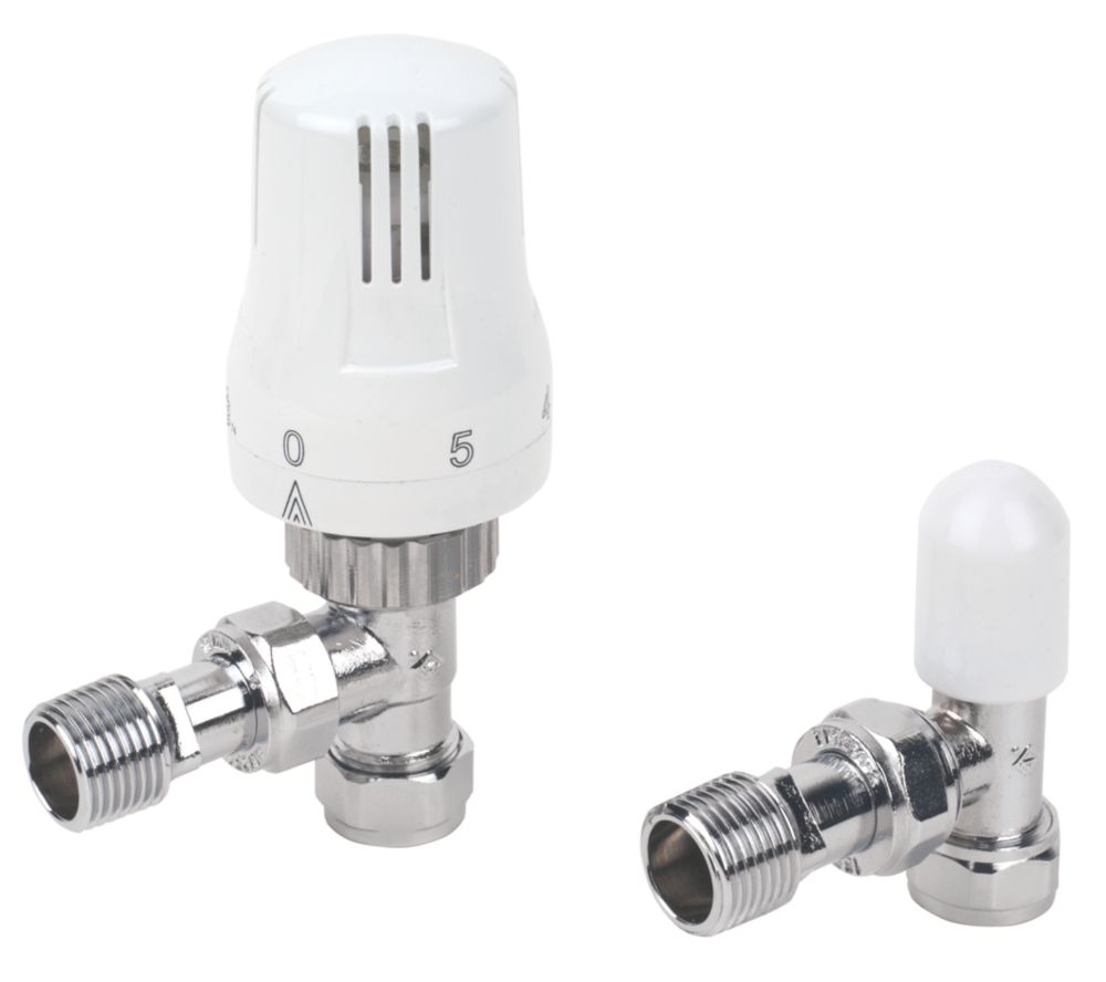 White Chrome Angled Trv Lockshield 15mm X Thermostatic Radiator Valves Screwfix Ie