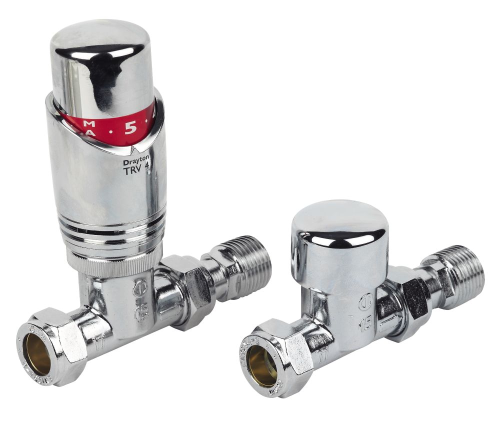 Drayton Trv4 Chrome Straight Trv 15mm X Thermostatic Radiator Valves Screwfix Ie