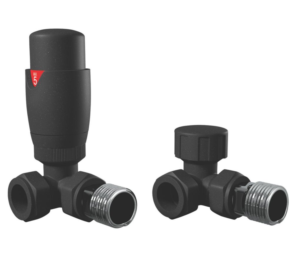 Cassellie Rva016 Anthracite Angled Trv Lockshield 15mm X Thermostatic Radiator Valves Screwfix Ie