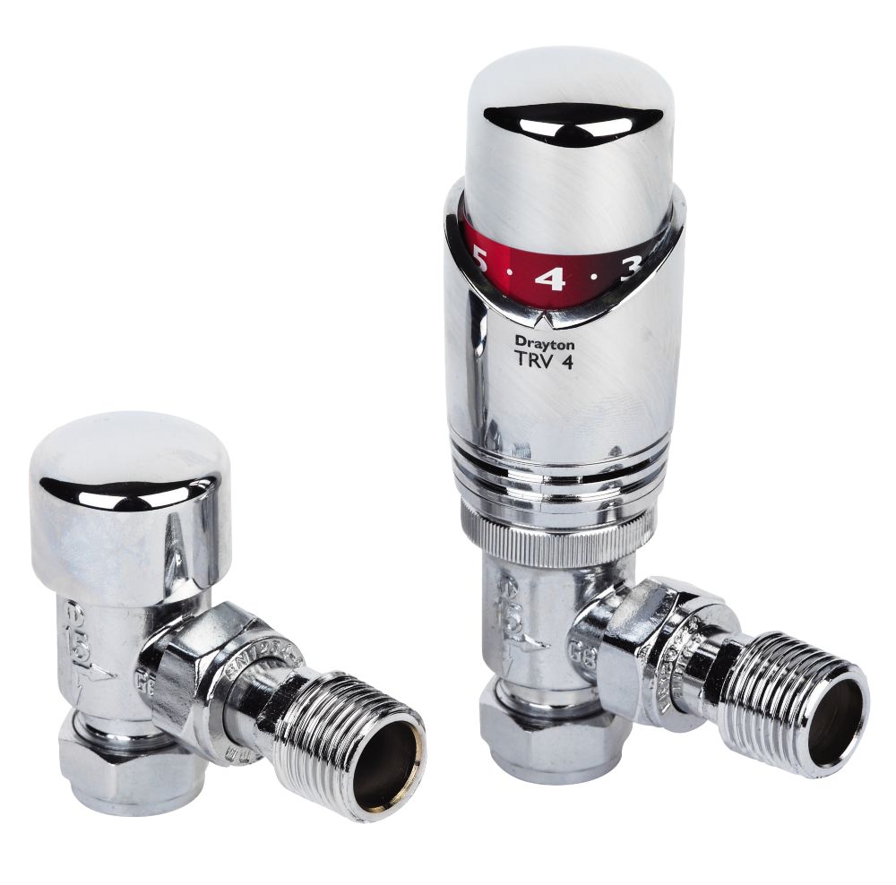 Drayton Trv4 Chrome Angled Trv 15mm X Thermostatic Radiator Valves Screwfix Ie