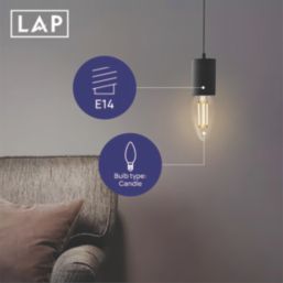 LAP  E14 Candle LED Light Bulb Clear 470lm 2.9W 4 Pack