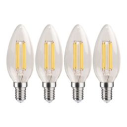 LAP  E14 Candle LED Light Bulb Clear 470lm 2.9W 4 Pack