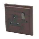 Varilight  13AX 1-Gang DP Switched Plug Socket Dark Oak  with Black Inserts