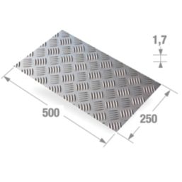 Essentials Checkerplate Protective Door Plate Aluminium 250mm x 500mm x 1.7mm