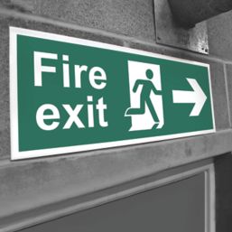 Essentials  Non Photoluminescent "Fire Exit Man Right Arrow" Sign 100mm x 400mm
