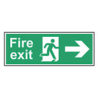 Non Photoluminescent "Fire Exit Man Right Arrow" Sign 100 x 400mm