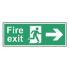 Non Photoluminescent "Fire Exit Man Right Arrow" Sign 100mm x 400mm