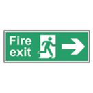 Essentials  Non Photoluminescent "Fire Exit Man Right Arrow" Sign 100mm x 400mm