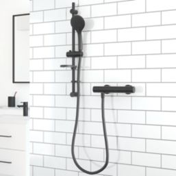 Aqualisa Sierra Rear-Fed Exposed Matt Black Thermostatic Bar Mixer Shower