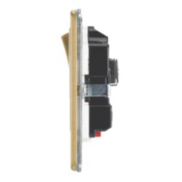 Contactum Lyric 13A 2-Gang DP Switched Socket Outlet Brushed Brass with Neon with White Inserts