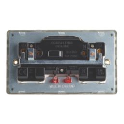 Contactum Lyric 13A 2-Gang DP Switched Socket Outlet Brushed Brass with Neon with White Inserts