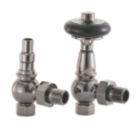 Arroll UK-28 15mm x 1/2" Black Nickel Angled Traditional Thermostatic Radiator Valve & Lockshield