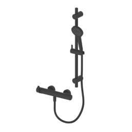 Swirl Bonda HP Rear-Fed Exposed Matt Black Thermostatic Shower Kit