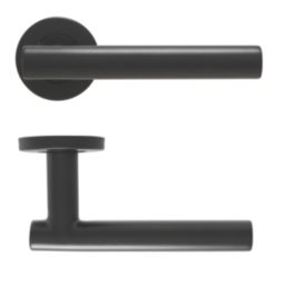 Eclipse Precision T-Bar Fire Rated Lever on Rose Door Handle Pair Matt Black