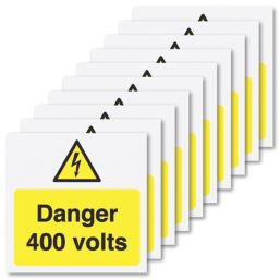 Essentials  'Danger 400V' Electrical Warning Labels 75mm x 75mm 25 Pack