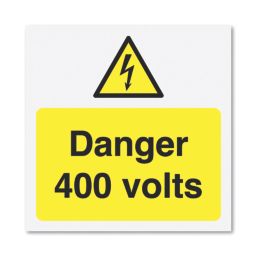 Essentials  'Danger 400V' Electrical Warning Labels 75mm x 75mm 25 Pack