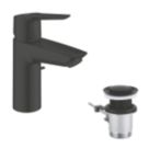 Grohe Start Matt Black 165mm Standard Lever Mono Basin Mixer Tap  With Pop-Up Waste