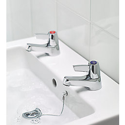 Armitage Shanks Sandringham 21 Basin Pillar Bathroom Taps Chrome 1 Pair