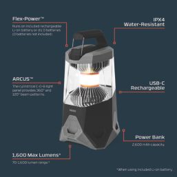 Nebo Galileo 1600 Flex Rechargeable LED Worklight with Power Bank Smoke Grey 1600lm