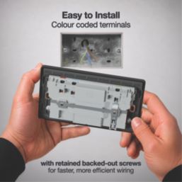 British General Evolve 13A 2-Gang SP Switched Socket + 3.25A 65W 2-Outlet Type C USB Charger Copper with Black Inserts