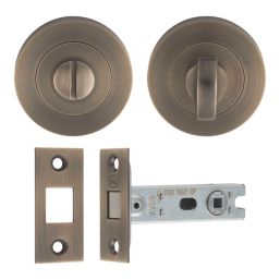 Smith & Locke Antique Brass Mortice Latch & Thumbturn Set 76mm Case - 57mm Backset