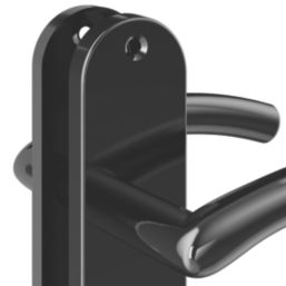 Cooke & Lewis Bourne Fire Rated WC Lever on Backplate Handle Pair Polished / Black Nickel