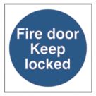 Essentials  Non Photoluminescent "Fire Door Keep Locked" Sign 100mm x 100mm