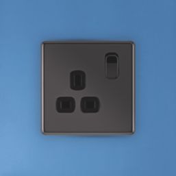 Arlec  13A 1-Gang SP Switched Socket Black Nickel  with Black Inserts