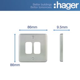 Hager Sollysta WRGP2BS 2-Module Grid Faceplate Brushed Steel