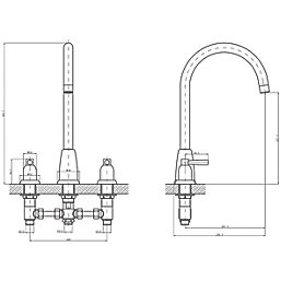 ETAL Cuthbert Dual Lever 3-Hole Kitchen Tap Brushed Brass