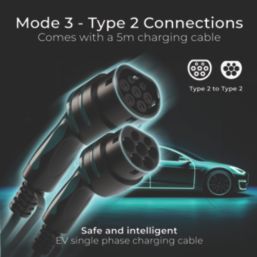 Masterplug 32A 7kW  Mode 3 Type 2 Plug EV Charging Cable 5m