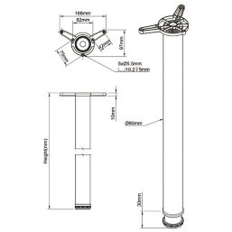 Hafele Table Leg White  870mm