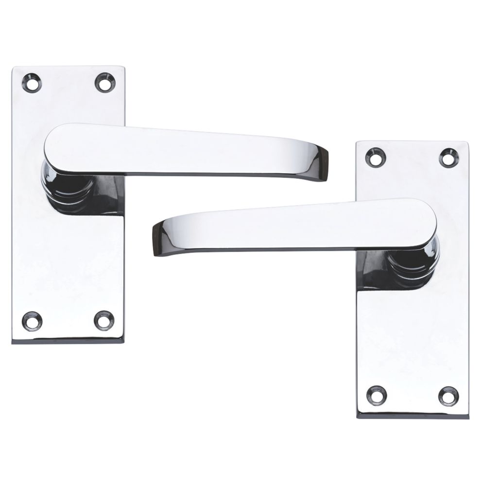 Smith & Locke Fire Rated Latch Door Handles Pair Polished Chrome 5 Pack