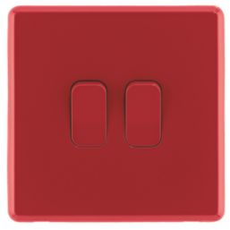 Arlec  10A 2-Gang 2-Way Light Switch  Red