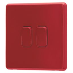 Arlec  10A 2-Gang 2-Way Light Switch  Red
