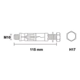 Easyfix Bolt Head Shield Anchors M10 x 115mm 5 Pack