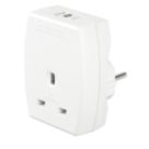 Masterplug Travel Power 13A Unfused Adaptor + 2.1A 10.5W 2-Outlet Type A & C USB Charger White