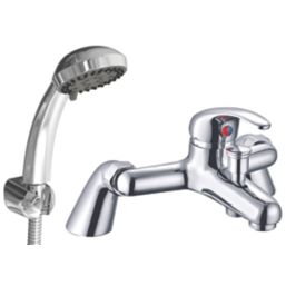 ETAL Loop Polished Chrome 133mm Deck Mounted Dual Control Manual Shower Mixer Tap
