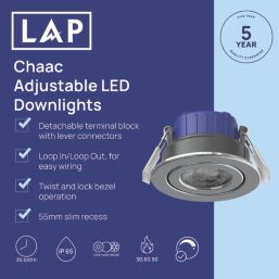 LAP Chaac Tilt  Fire Rated LED Downlights Polished Chrome 5.5W 600lm 10 Pack