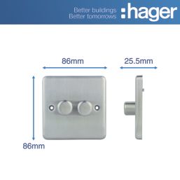 Hager WRDRP2BSKIT 2-Gang Modular Dimmer Switch Brushed Steel