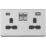Knightsbridge  13A 2-Gang SP Switched Socket + 4.0A 20W 2-Outlet Type A & C USB Charger Brushed Chrome with Black Inserts