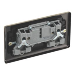 LAP  13A 2-Gang SP Switched Socket Antique Brass  with Black Inserts