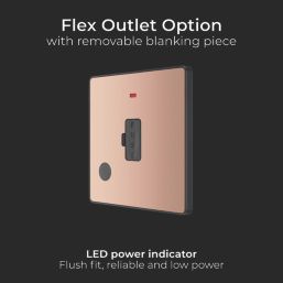 British General Evolve 13A Unswitched Fused Spur with LED Copper with Black Inserts