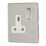 Contactum Lyric 13A 1-Gang DP Switched Socket Outlet Brushed Steel  with White Inserts