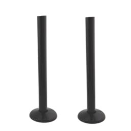 ETAL Danva 15mm x 1/2" Satin Black Straight & L/S Modern Thermostatic Radiator Valve & Lockshield