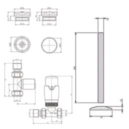 ETAL Danva 15mm x 1/2" Satin Black Straight & L/S Modern Thermostatic Radiator Valve & Lockshield