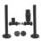 ETAL Danva 15mm x 1/2" Satin Black Straight & L/S Modern Thermostatic Radiator Valve & Lockshield