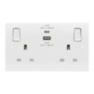 LAP  13A 2-Gang SP Switched Socket + 3A 22W 2-Outlet Type A & C USB Charger White