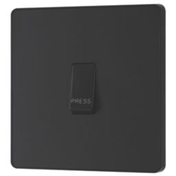 British General Evolve 10A 1-Gang 1-Way Press Switch Matt Black with Black Inserts