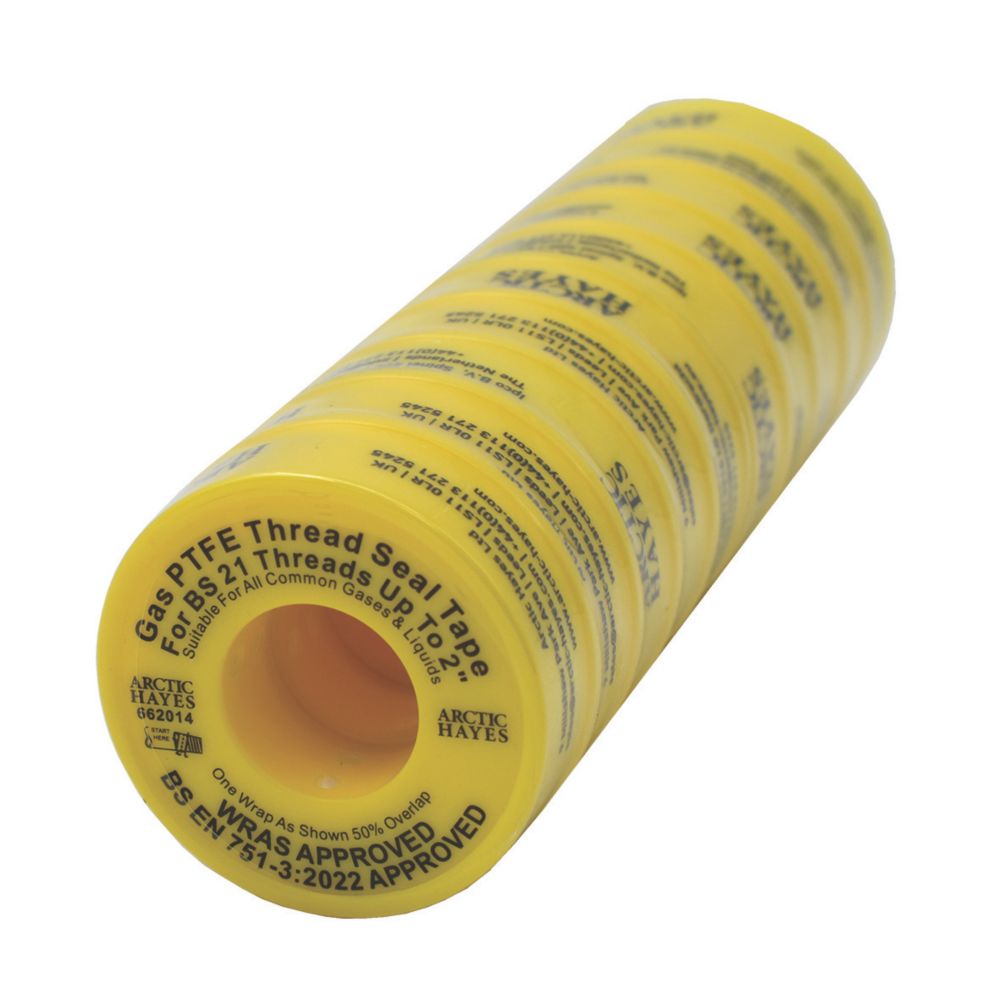 Arctic Hayes Gas PTFE Tapes 5m x 12mm 10 Pack Screwfix